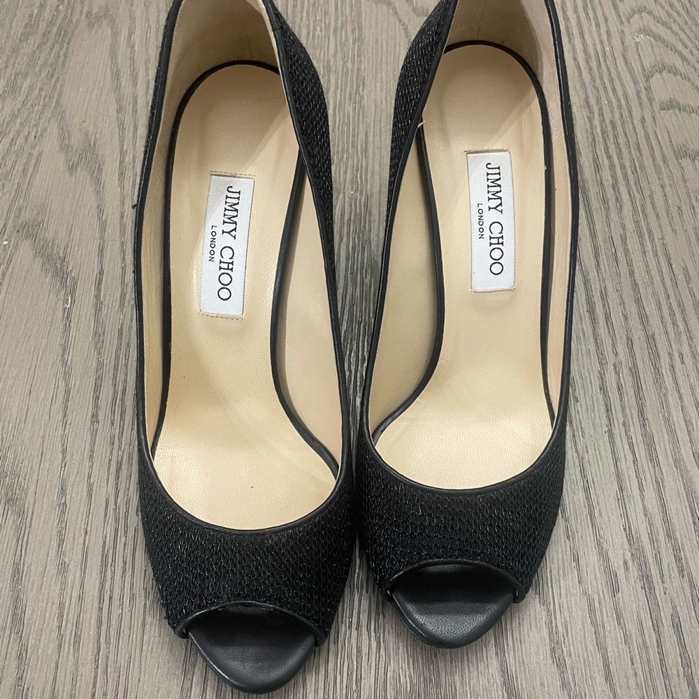 Jimmy Choo Elegant Black Peep Toe Heels